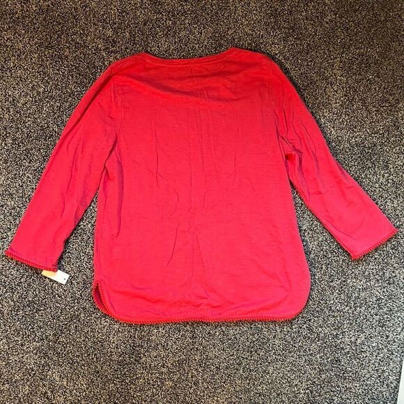 Talbots Shirt Women's Large Red Long Sleeve Round Neck Pullover Casual Top - Picture 6 of 6